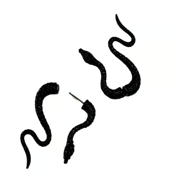 Snake Fake Gauge Earrings Gothic Serpent Split Halloween - Picture 2 of 4
